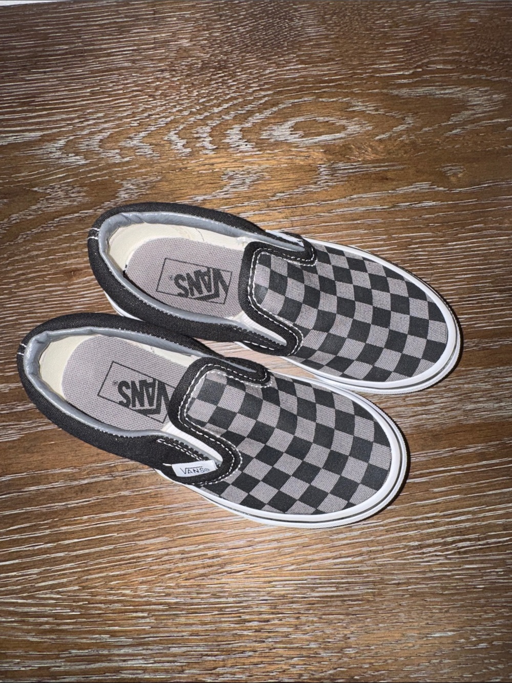 Vans Kids Checkerboard Slip-On Sneakers - Black & Gray